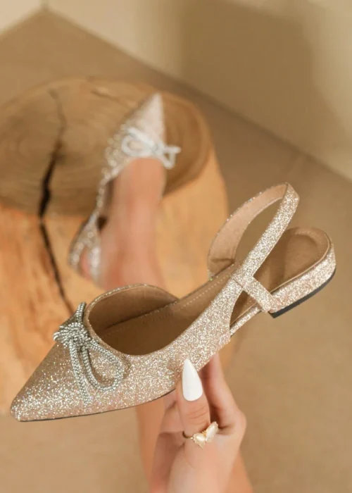 2025 Autumn Women's Pointed Toe Metal Heeled Stylish Slip-On Mule Shoes Backless Loafer Slip-On Flats