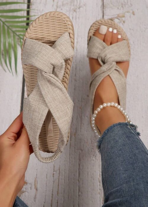 Women's Cloth Twisted Criss-Cross Strap Casual Outdoor Sandals,Spring Summer Outfits