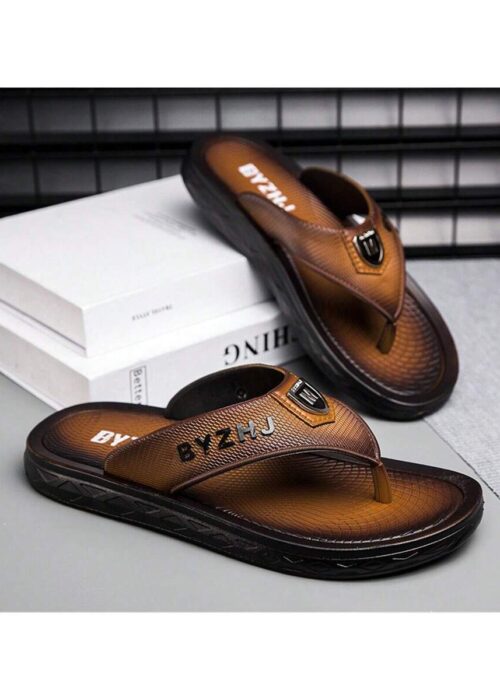 Men's Spring To Summer Thick Bottom Leather Outdoor Slippers Couple Retro Soft Bottom Beach Flip Flops