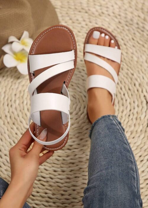European And American Style Comfortable Flat Sandals For Women, Summer Casual Shoes With Round Toe And Low Heel