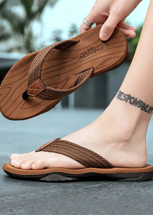 Plus Size Men's Flip Flops, Casual Beach Sandals, Summer Non-Slip Casual Slippers