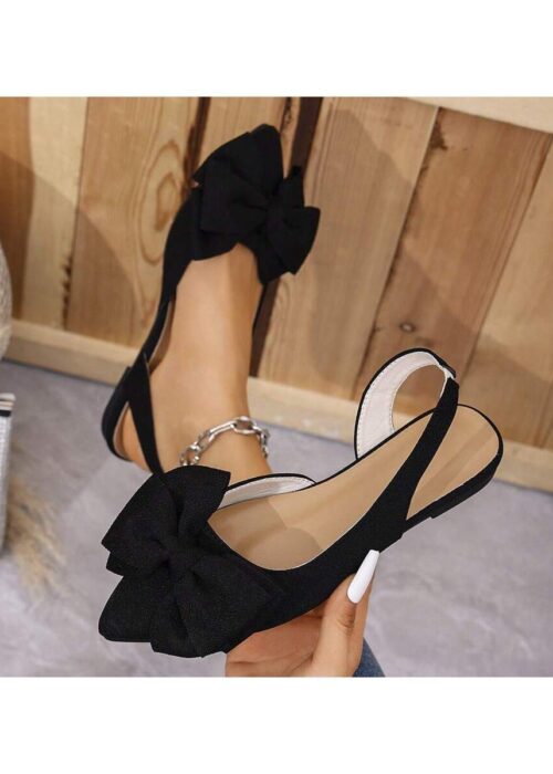 Women's Fashion Cute Bow Decor Adjustable Flat Pointed Toe Sandals