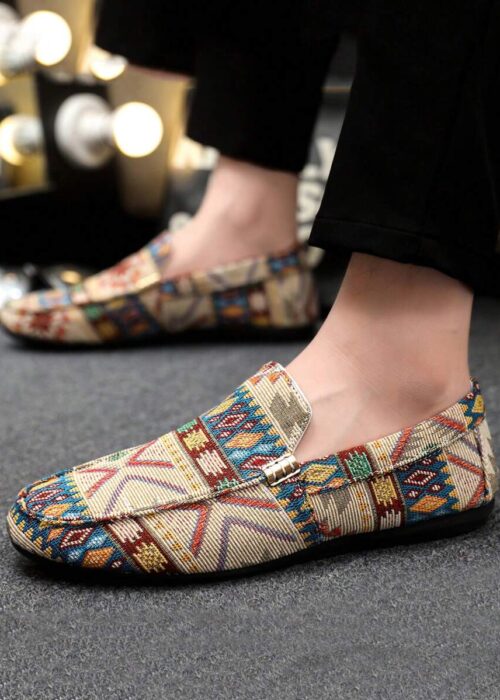 Men's Loafers New Casual Shoes Versatile Soft Bottom Moccasins Slip-On Fisherman Shoes Slouchy Shoes British Style Casual Boat Shoes Canvas Flat Shoes (Run Small And Narrow, Please Order 2 Sizes Up)