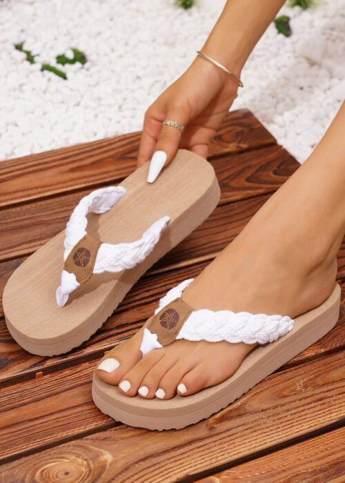 Popular Women's Fashionable Casual Thong Sandals, Lightweight And Comfortable Summer Outdoor White Flip Flops